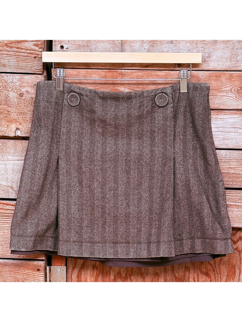 The Limited Brown Herringbone Mini Skirt